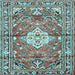 Square Medallion Light Blue Traditional Rug, tr4340lblu