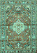 Machine Washable Medallion Turquoise Traditional Area Rugs, wshtr4340turq