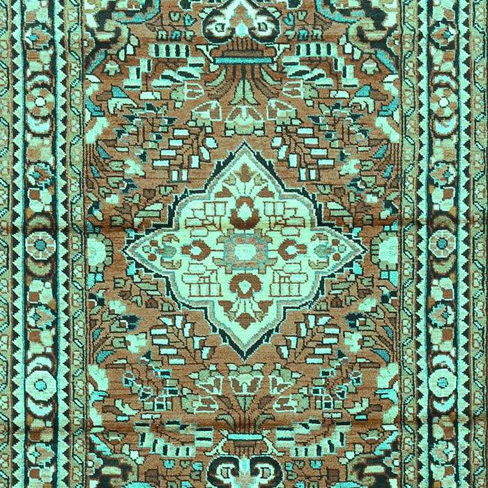 Machine Washable Medallion Turquoise Traditional Area Rugs, wshtr4340turq