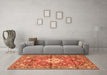 Machine Washable Medallion Orange Traditional Area Rugs in a Living Room, wshtr4340org