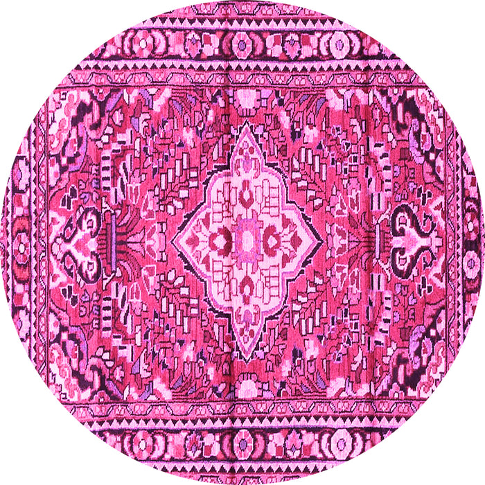Round Medallion Pink Traditional Rug, tr4340pnk