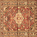 Square Machine Washable Medallion Brown Traditional Rug, wshtr4340brn