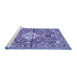 Sideview of Machine Washable Medallion Blue Traditional Rug, wshtr4340blu