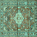 Square Medallion Turquoise Traditional Rug, tr4340turq