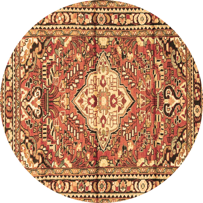 Round Medallion Brown Traditional Rug, tr4340brn