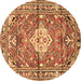 Round Medallion Brown Traditional Rug, tr4340brn