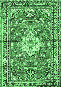 Medallion Emerald Green Traditional Rug, tr4340emgrn