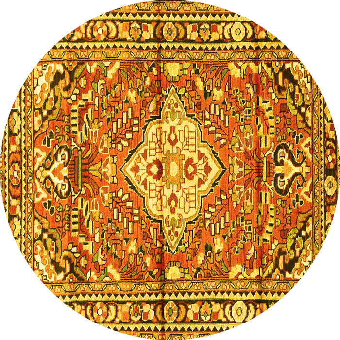 Round Medallion Yellow Traditional Rug, tr4340yw