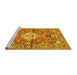 Sideview of Machine Washable Medallion Yellow Traditional Rug, wshtr4340yw