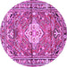 Round Medallion Purple Traditional Rug, tr4340pur