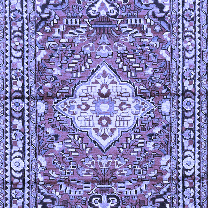 Machine Washable Medallion Blue Traditional Rug, wshtr4340blu