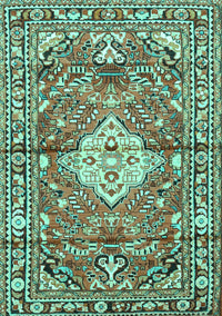 Medallion Turquoise Traditional Rug, tr4340turq