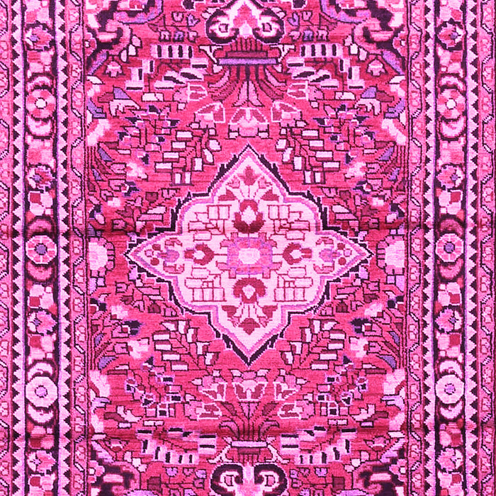 Machine Washable Medallion Pink Traditional Rug, wshtr4340pnk