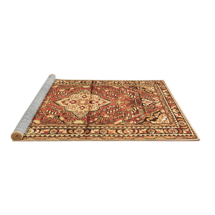 Sideview of Machine Washable Medallion Brown Traditional Rug, wshtr4340brn