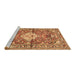 Sideview of Machine Washable Medallion Brown Traditional Rug, wshtr4340brn