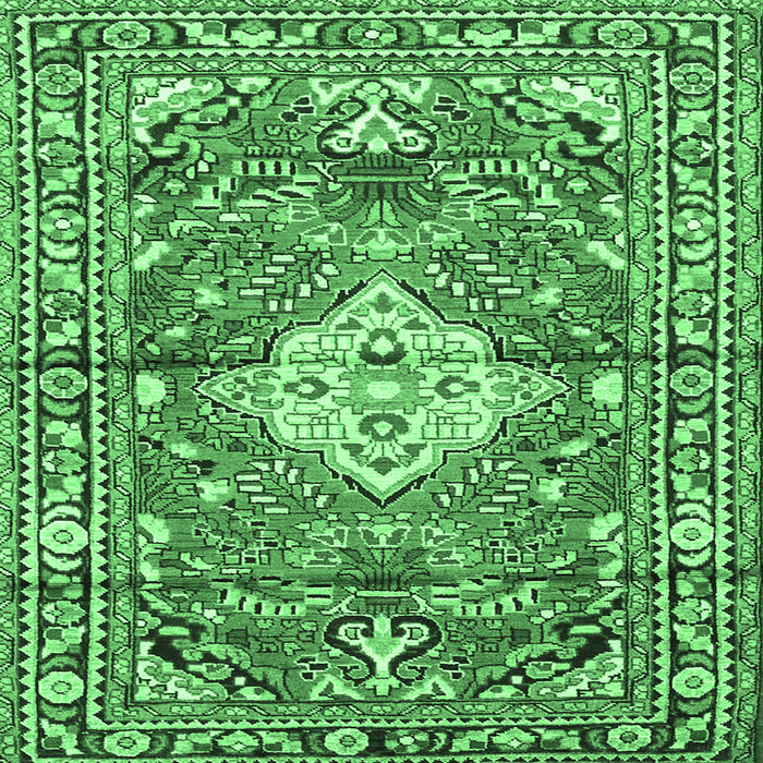 Square Medallion Emerald Green Traditional Rug, tr4340emgrn