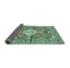 Sideview of Medallion Turquoise Traditional Rug, tr4340turq