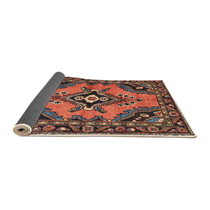 Sideview of Traditional Orange Salmon Pink Medallion Rug, tr4341