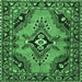 Square Medallion Emerald Green Traditional Rug, tr4341emgrn