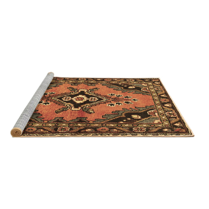 Sideview of Machine Washable Medallion Brown Traditional Rug, wshtr4341brn
