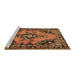 Sideview of Machine Washable Medallion Brown Traditional Rug, wshtr4341brn