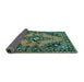 Sideview of Medallion Turquoise Traditional Rug, tr4341turq