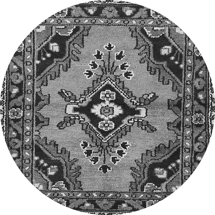 Machine Washable Medallion Gray Traditional Rug, wshtr4341gry