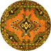 Round Medallion Yellow Traditional Rug, tr4341yw