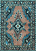 Machine Washable Medallion Light Blue Traditional Rug, wshtr4341lblu