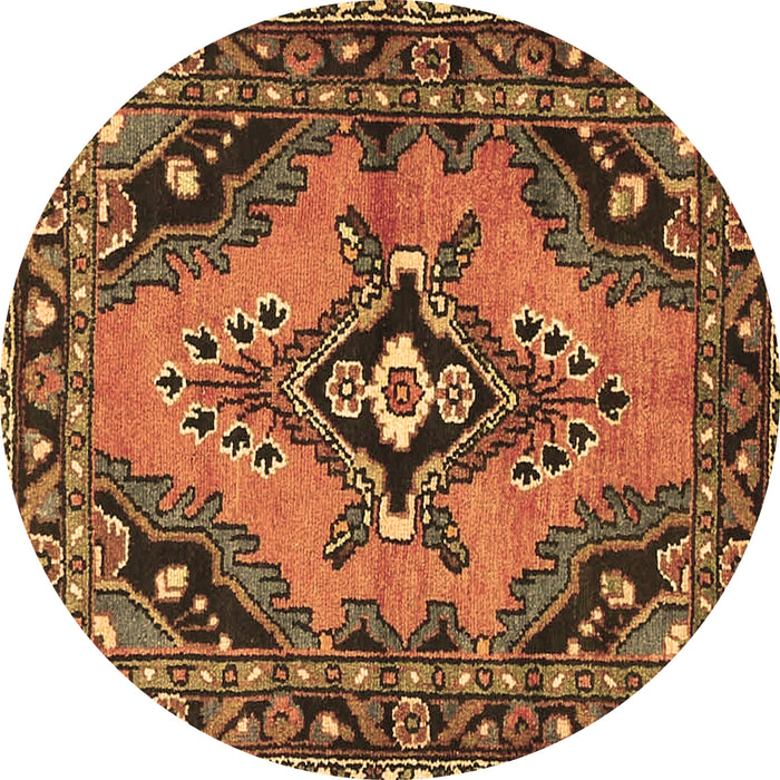 Round Medallion Brown Traditional Rug, tr4341brn