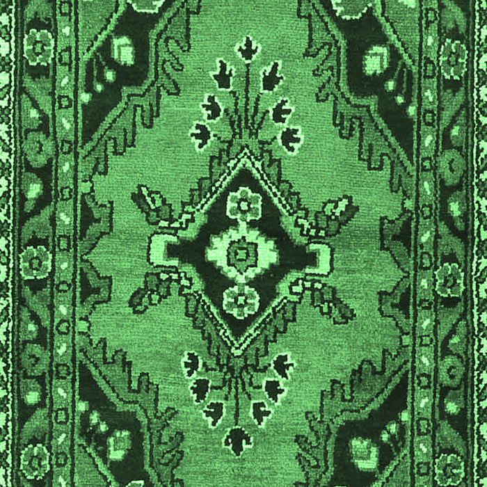 Medallion Emerald Green Traditional Rug, tr4341emgrn