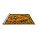 Sideview of Machine Washable Medallion Yellow Traditional Rug, wshtr4341yw