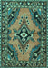 Machine Washable Medallion Turquoise Traditional Area Rugs, wshtr4341turq