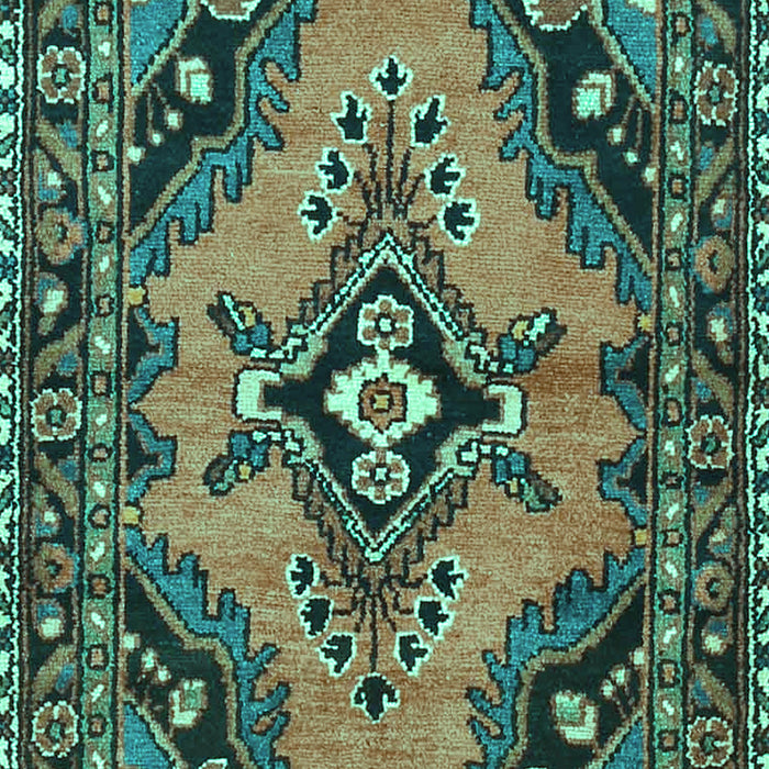 Machine Washable Medallion Turquoise Traditional Area Rugs, wshtr4341turq