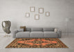 Machine Washable Medallion Brown Traditional Rug in a Living Room,, wshtr4341brn