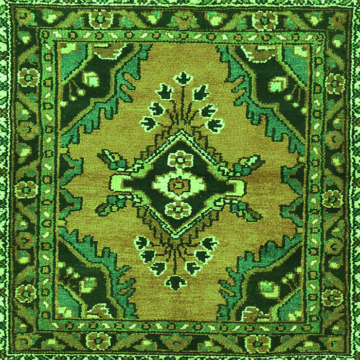 Serging Thickness of Medallion Green Traditional Rug, tr4341grn