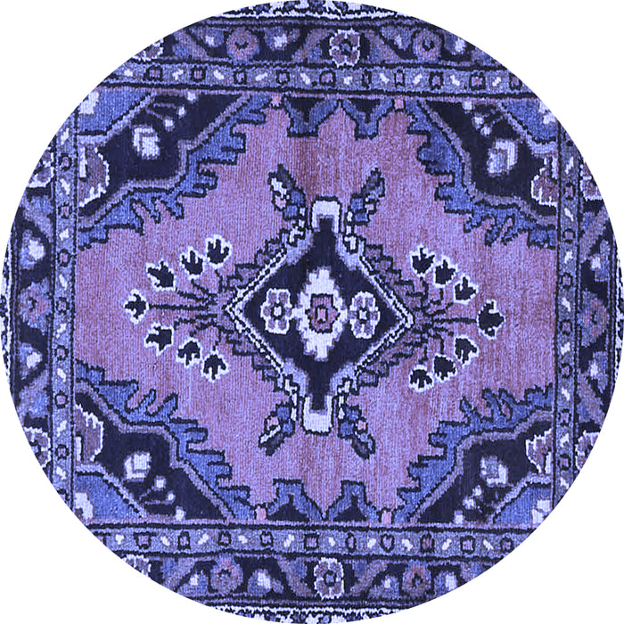 Round Medallion Blue Traditional Rug, tr4341blu