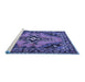 Sideview of Machine Washable Medallion Blue Traditional Rug, wshtr4341blu