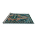 Sideview of Machine Washable Medallion Light Blue Traditional Rug, wshtr4341lblu