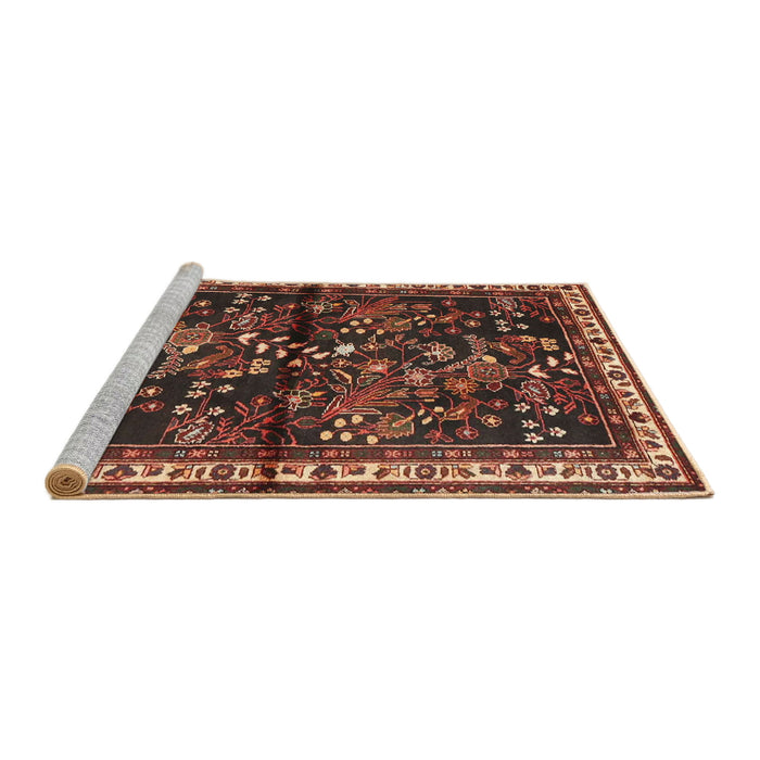 Sideview of Machine Washable Traditional Gold Brown Rug, wshtr4342