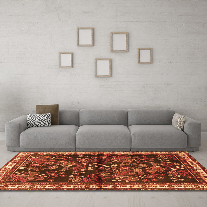Machine Washable Persian Orange Traditional Area Rugs in a Living Room, wshtr4342org