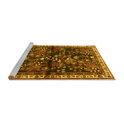 Sideview of Machine Washable Persian Yellow Traditional Rug, wshtr4342yw