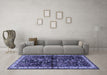 Machine Washable Persian Blue Traditional Rug in a Living Room, wshtr4342blu