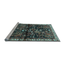 Sideview of Machine Washable Persian Light Blue Traditional Rug, wshtr4342lblu