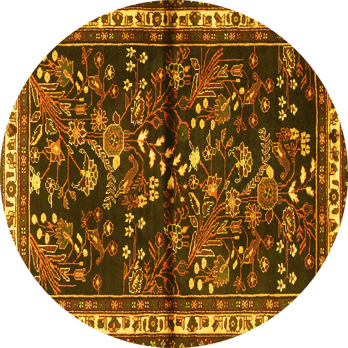 Round Persian Yellow Traditional Rug, tr4342yw