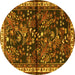 Round Persian Yellow Traditional Rug, tr4342yw