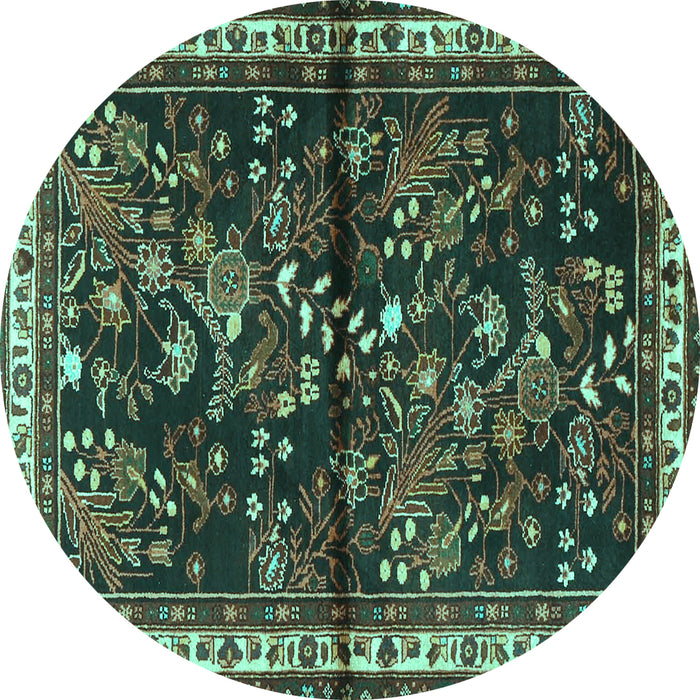 Round Persian Turquoise Traditional Rug, tr4342turq