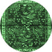Round Persian Emerald Green Traditional Rug, tr4342emgrn