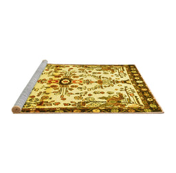 Sideview of Machine Washable Animal Yellow Traditional Rug, wshtr4343yw