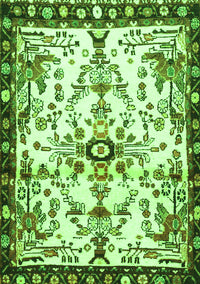 Animal Green Traditional Rug, tr4343grn